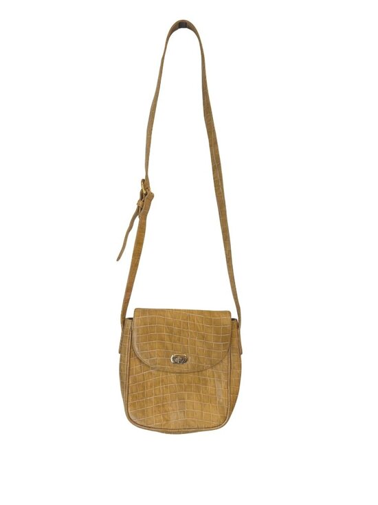 Talbots Handbags - Talbots Tan Croc Embossed Leather Crossbody Shoulder Bag